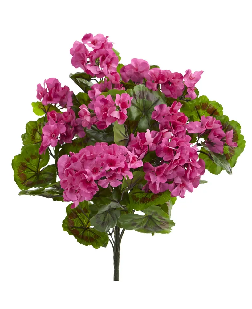 Nearly Natural Geranium Artificial Bush, Uv Resistant, Set of 3