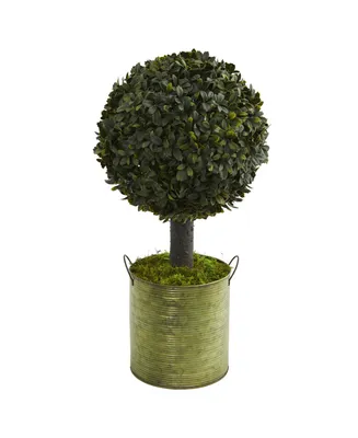 Nearly Natural 1.5' Boxwood Ball Topiary Artificial Tree in Green Tin