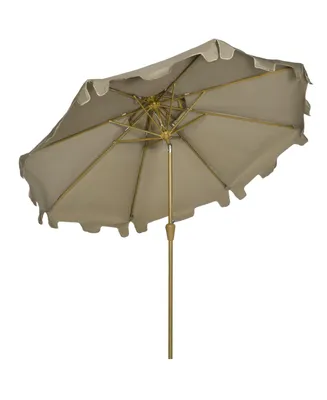 Outsunny 9' Patio Umbrella with Push Button Tilt and Crank, Double Top Ruffled Outdoor Market Table Umbrella with 8 Ribs, for Garden, Deck, Pool