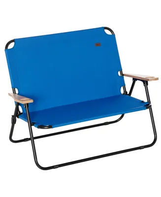 Outsunny 2 Person Camping Couch, Double Folding Chair w/ Cupholders