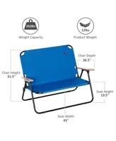 Outsunny 2 Person Camping Couch, Double Folding Chair w/ Cupholders