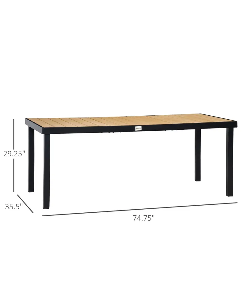 Outsunny Outdoor Dining Table for 8 Person, Rectangular, Metal Legs