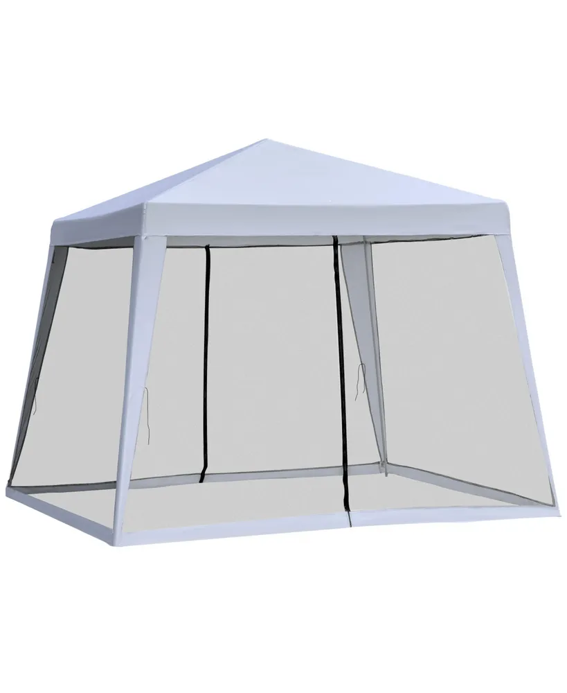 Outsunny 10'x10' Outdoor Party Tent Canopy with Mesh Sidewalls, Patio Gazebo Sun Shade Screen Shelter, Grey