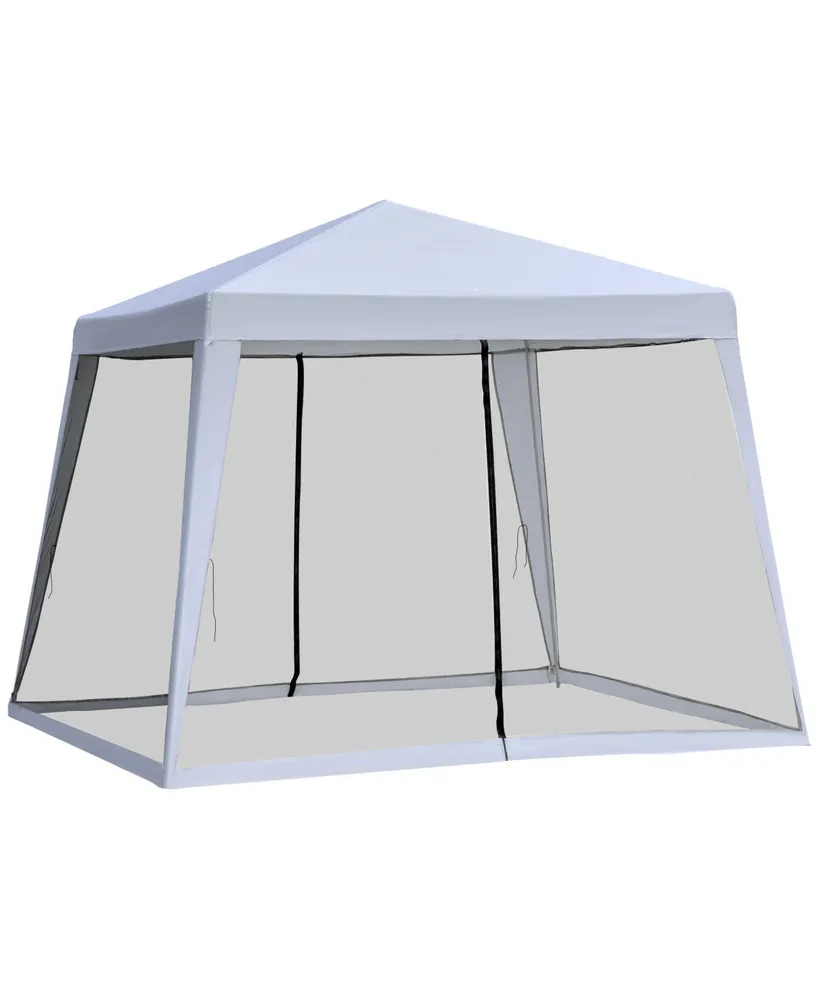 Outsunny 10'x10' Outdoor Party Tent Canopy with Mesh Sidewalls, Patio Gazebo Sun Shade Screen Shelter