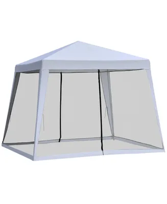 Outsunny 10'x10' Outdoor Party Tent Canopy with Mesh Sidewalls, Patio Gazebo Sun Shade Screen Shelter
