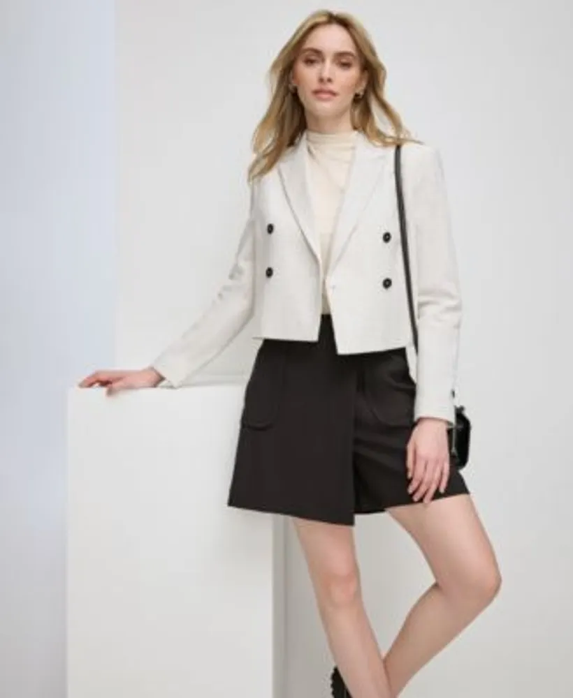 Calvin Klein Womens Double Breasted Tweed Blazer Asymmetric Waist Skort