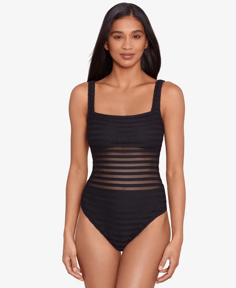 Square-Ring Halter One-Piece Swimsuit