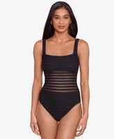 Lauren Ralph Women's Square-Neck One-Piece Swim Suit