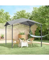 Outsunny 10' x 10' Soft Top Patio Gazebo Outdoor Canopy with Unique Geometric Design, Steel Frame, & Weather Roof Grey