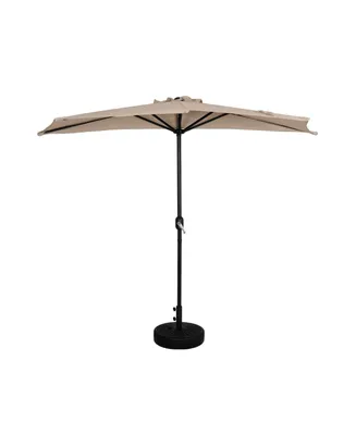 WestinTrends 9 Ft Outdoor Half Market Umbrella with Black Round Weight Base Set