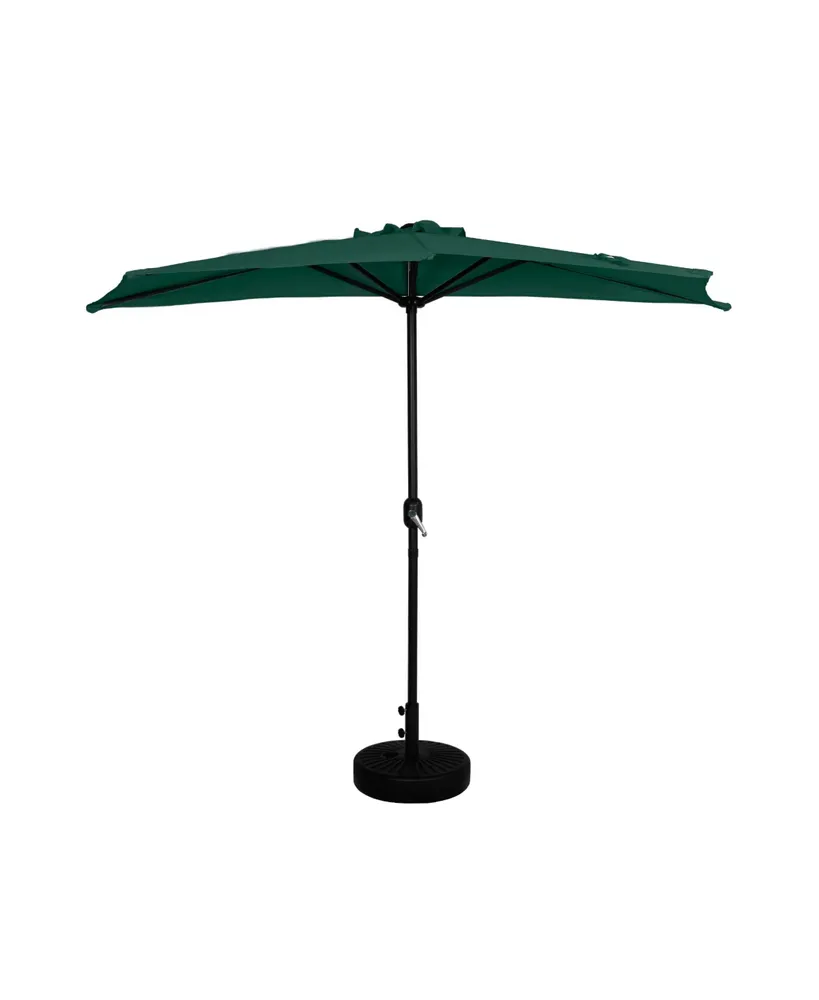 WestinTrends 9 Ft Outdoor Half Market Umbrella with Black Round Weight Base Set