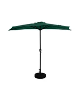 WestinTrends 9 Ft Outdoor Half Market Umbrella with Black Round Weight Base Set