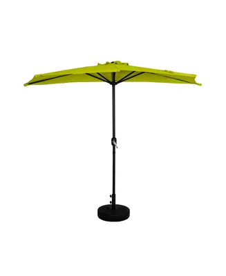 9 Ft Outdoor Half Market Umbrella with Black Round Weight Base Set
