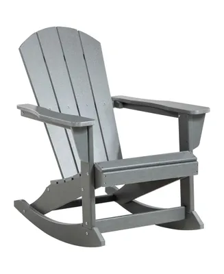 Outsunny Outdoor Rocking Chair, Hdpe Adirondack Style Rocker Chair for Porch, Garden, Patio, Light Gray