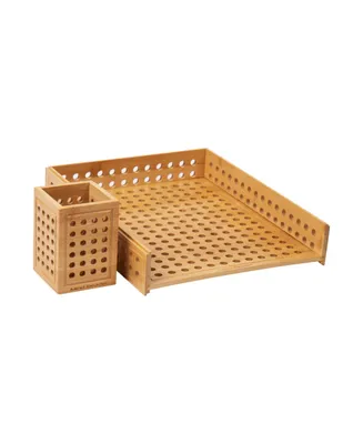 Mind Reader Lattice Collection, Paper Tray and Pen Cup Set, Office, Rayon from Bamboo