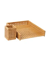 Mind Reader Lattice Collection, Paper Tray and Pen Cup Set, Office, Rayon from Bamboo