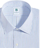 B by Brooks Brothers Men's Regular Fit Non-Iron Blue Check Dress Shirt