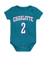 Infant Boys and Girls Mitchell & Ness Larry Johnson Teal Charlotte Hornets Hardwood Classics Name Number Bodysuit