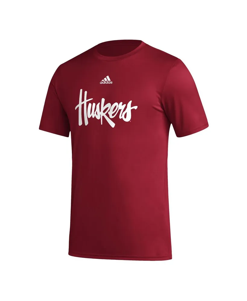 Men's adidas Scarlet Nebraska Huskers Basics Secondary Pre-Game Aeroready T-shirt
