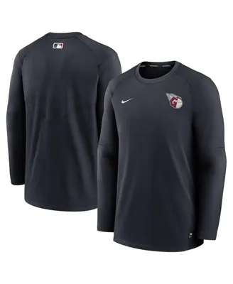 Men's Nike Navy Cleveland Guardians Authentic Collection Logo Performance Long Sleeve T-shirt