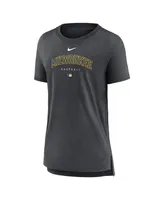 Women's Nike Heather Charcoal Milwaukee Brewers Authentic Collection Early Work Tri-Blend T-shirt