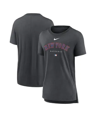 Women's Nike Heather Charcoal New York Mets Authentic Collection Early Work Tri-Blend T-shirt