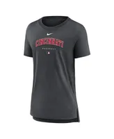 Women's Nike Heather Charcoal Cincinnati Reds Authentic Collection Early Work Tri-Blend T-shirt