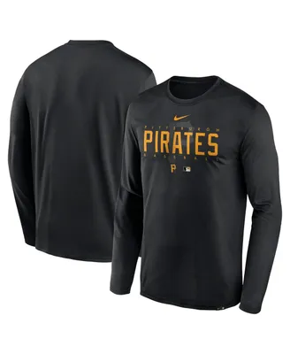 Men's Nike Black Pittsburgh Pirates Authentic Collection Team Logo Legend Performance Long Sleeve T-shirt