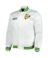 Men's Mitchell & Ness White La Galaxy City Full-Snap Satin Jacket