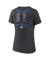 Women's Fanatics Heathered Charcoal Colorado Avalanche 2022 Stanley Cup Champions Roster V-Neck T-shirt