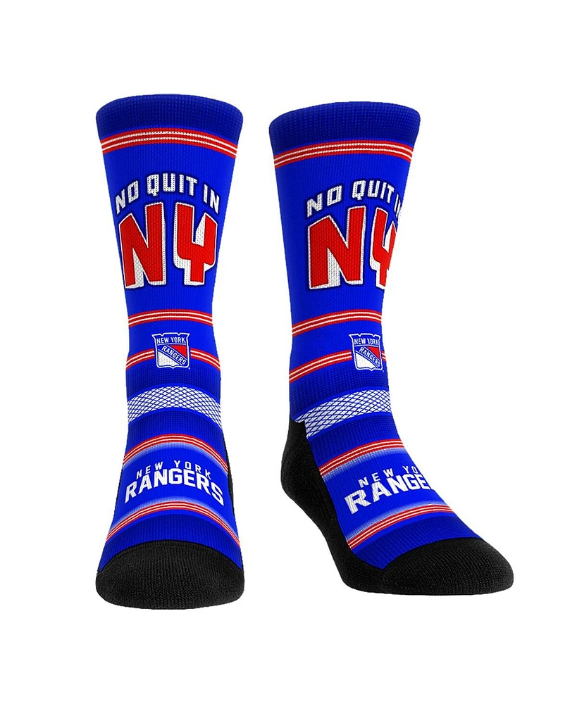 Men's and Women's Rock 'Em Socks New York Rangers Team Slogan Crew Socks