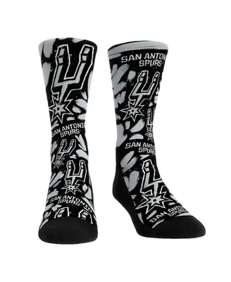 Men's and Women's Rock 'Em Socks San Antonio Spurs Allover Logo and Paint Crew Socks