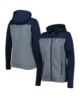 Women's Antigua Deep Sea Blue, Gray Seattle Kraken Protect Full-Zip Jacket