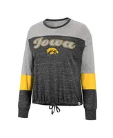 Women's Colosseum Black Iowa Hawkeyes Joanna Tie Front Long Sleeve T-shirt