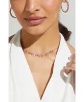 Eliot Danori 18k Gold-Plated Pink Cubic Zirconia & Stone Statement Necklace, 15" + 3" extender, Created for Macy's