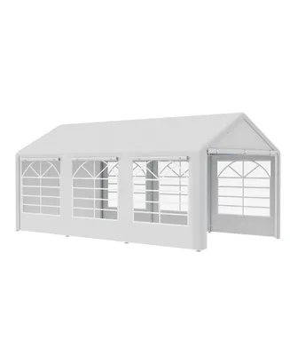 Outsunny Outdoor 10 x 20ft Carport & Party Tent Canopy with Removable Sidewalls, Portable Garage Tent Boat Shelter with Windows for Party, Wedding and