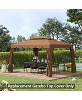 Outsunny 12.8' x 9.5' Gazebo Replacement Canopy, Gazebo Top Cover with Double Vented Roof for Garden Patio Outdoor (Top Only