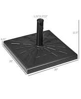 Outsunny 42lbs Resin Patio Umbrella Base, 20" Square Outdoor Umbrella Stand Holder for Parasol Poles 1.26", 1.5", and 1.9" Dia, Black