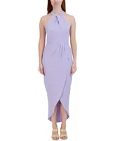 julia jordan Knot-Neck Tulip-Hem Midi Dress