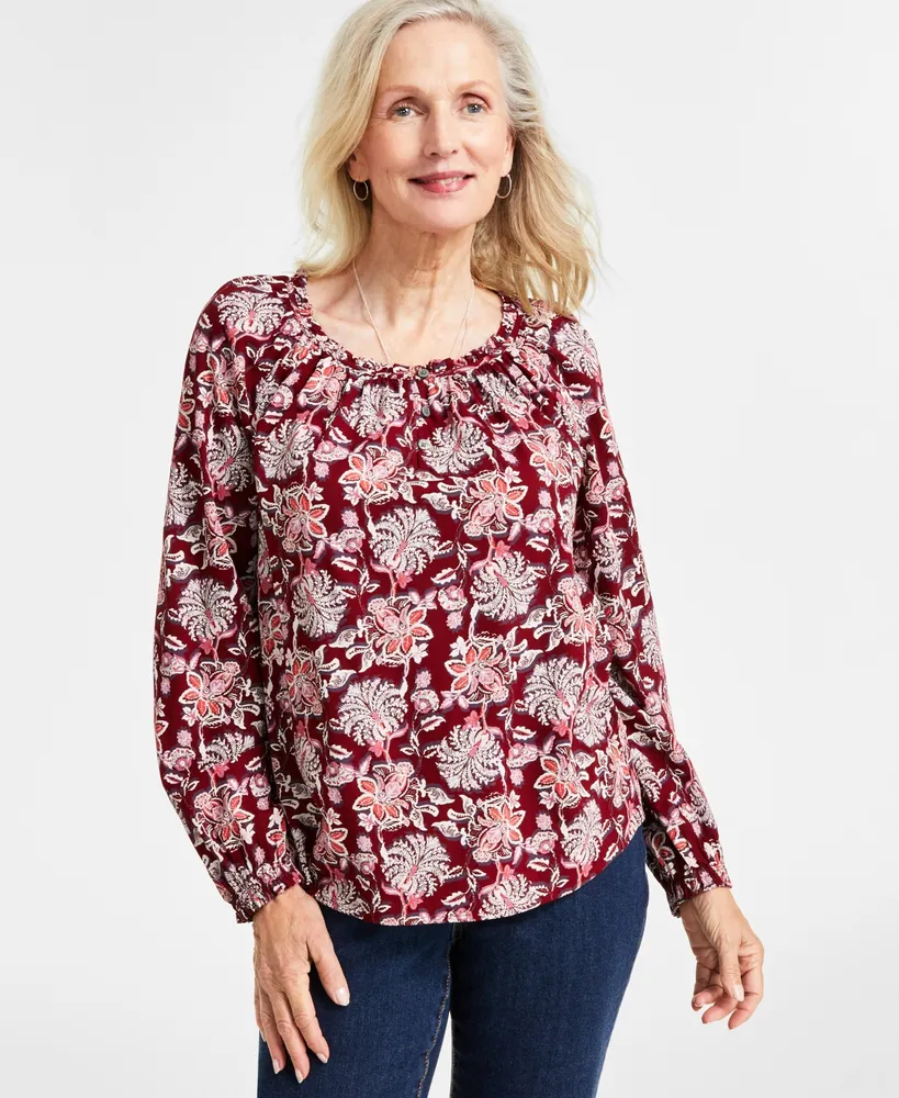 Style & Co Petite Peasant Popover Top, Created for Macy's