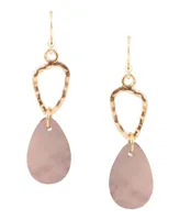 Barse Rose Bronze and Genuine Black Mother-of-Pearl Drop Earrings - Mother-of