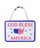 8.75" Metal Patriotic "God Bless America" Sign with Stars Wall Decor