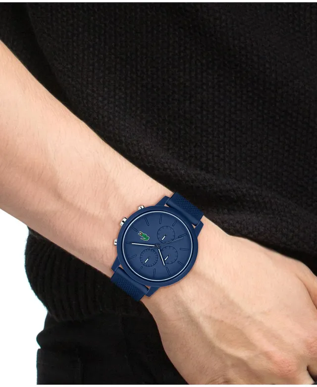 Lacoste Men\'s L 12.12. Chrono Navy Blue Silicone Strap Watch 43mm |  Hawthorn Mall