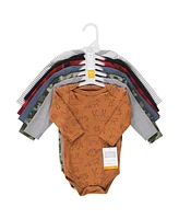 Hudson Baby Boys Cotton Long-Sleeve Bodysuits, Into The Woods Prints -Pack