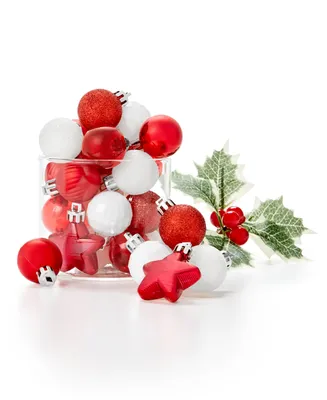 Holiday Lane Mini Plastic Ball & Star Ornaments, Set of 30, Created for Macy's