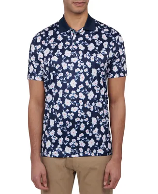 Society Of Threads Men's Slim Fit Floral Print Performance Polo Shirt