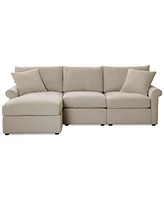 Wrenley 99" 3-Pc. Fabric Modular Chaise Sectional Sofa, Created for Macy's