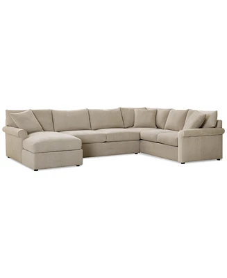 Wrenley 138" 3-Pc. Fabric Sectional Chaise Sofa, Created for Macy's