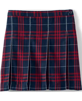 Lands' End Big Girls School Uniform Plaid Box Pleat Skirt Top of the Knee