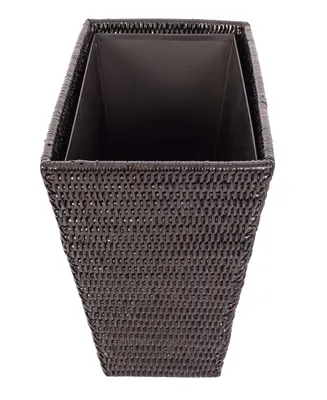 Artifacts Trading Company Rattan Rectangular Tapered Waste Basket with Metal Liner